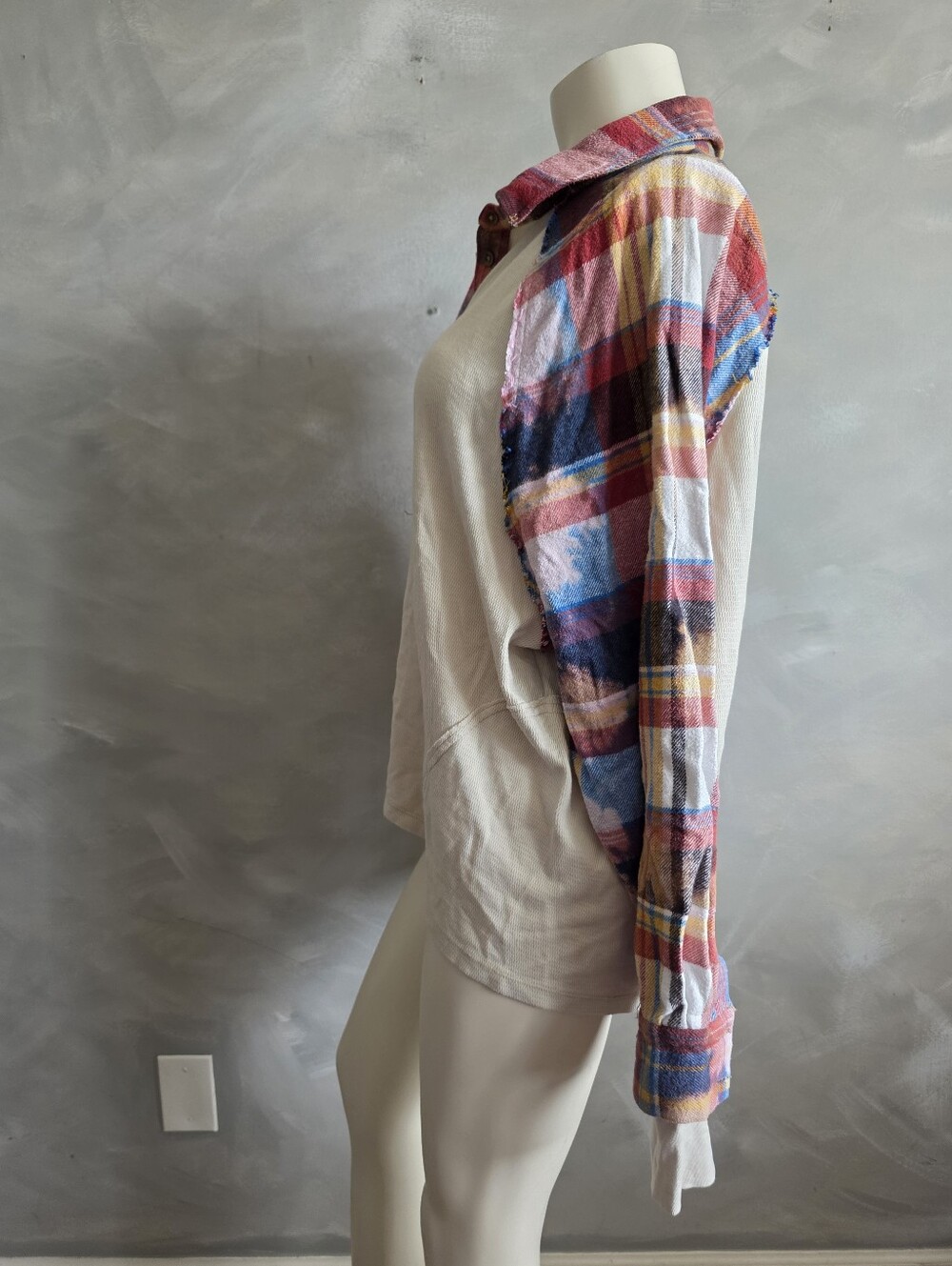We The Free Isabelle Thermal Plaid Distressed Sleeve Popover Top XS - Picture 10 of 14
